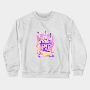 Purple pink yellow watercolor fantasy house Crewneck Sweatshirt